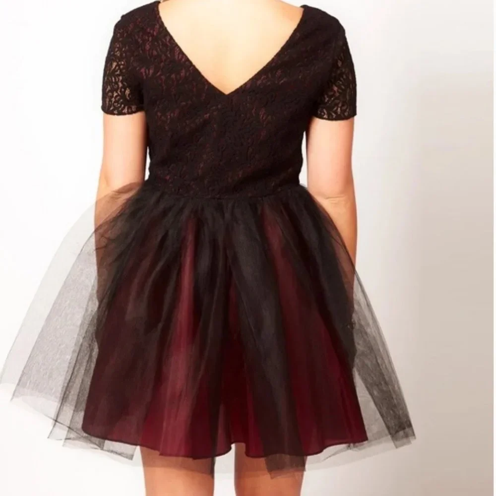 ASOS Curve Black Red Lace Tutu Dress Special Occasion Women's Plus Size 18 NWT - Picture 2 of 10